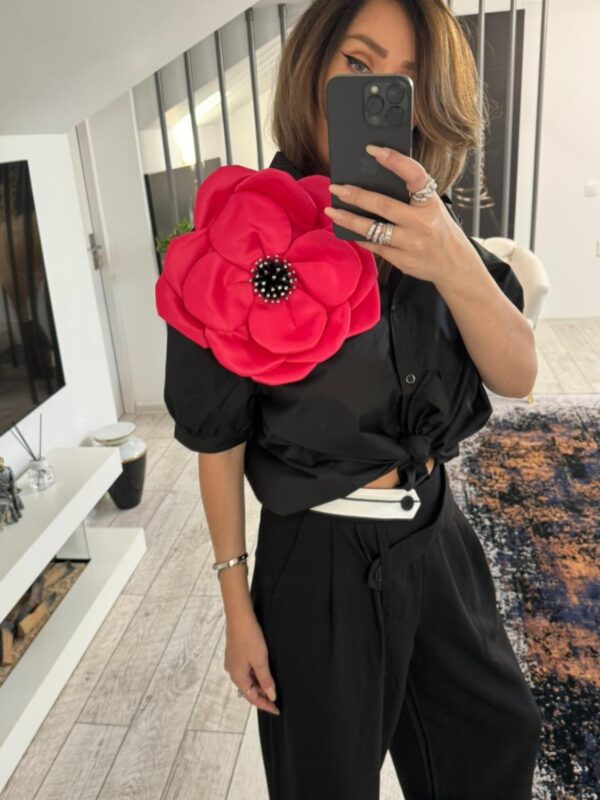 Camasa Neagra Flower I Oversize